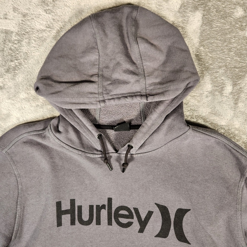 Hurley Hoodie Mens XXL MFT0008890 Gray Logo Fleece Pullover EUC - Picture 2 of 9